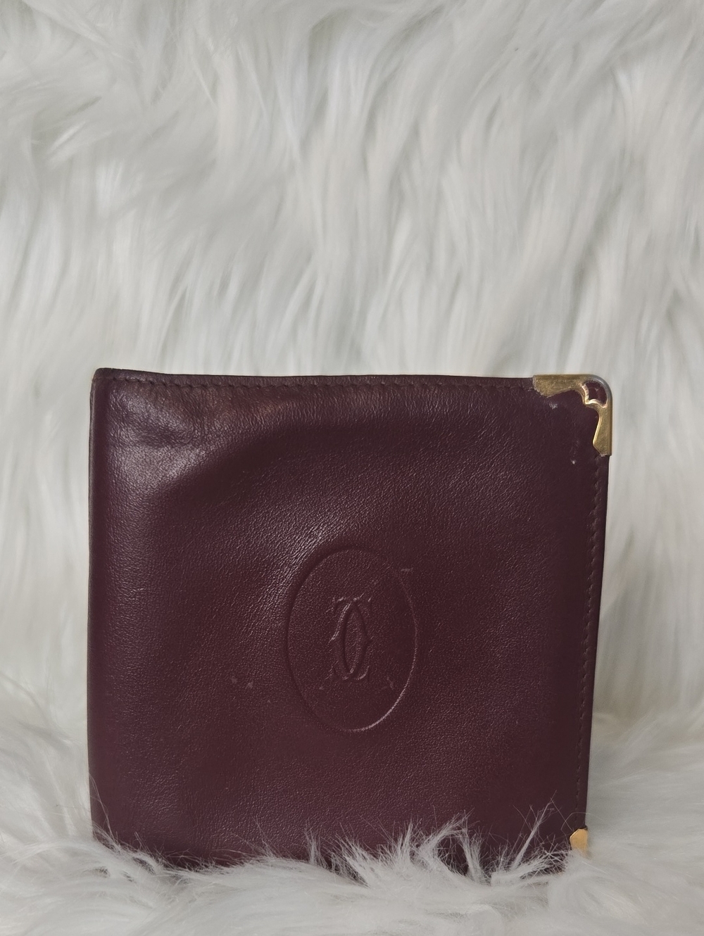 Cartier Vintage Burgundy Bi-fold Wallet With Coin Pocket